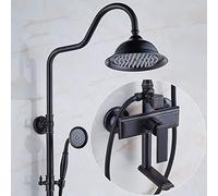 LYFHJD Black Shower Set Household Full Copper Shower Head Toilet Bathroom Bath Bathroom Shower A [Stainless Steel Tube]