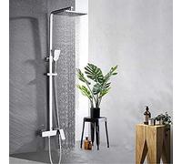 LYFHJD Chrome Wall Mounted Rainfall Shower Faucet Rotate Watering Can Bath Shower Set Hand Shower Head Rain Bathroom Mixer Tap
