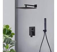 LYFHJD Concealed Black with Hose 12 Rain Heads Square Pressure Boosting Showers Head Mixer Set for Shower Room-C_12 in