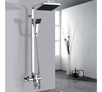 LYFHJD CUHSA Bath Shower Mixer Faucet Rotate Tub Spout Chrome Wall Mount 8 Inch Rainfall Shower Head with Hand Shower-Chrome Brushed Gold