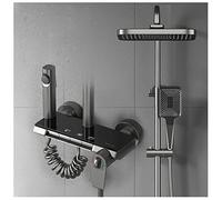 LYFHJD CUHSA Shower System Wall Mounted Shower Fixtures with 3 Functions Handheld Shower Head Waterfall Tub Spout Rain Shower Head and Bidet Sprayer Shower Faucets Sets Complete Grey