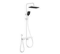 LYFHJD CUHSA Shower Systems with Rain Shower Head Exposed Shower System 4 Functions Tub Shower Faucet Sets Complete Shower System Kit with Bidet Sprayer White