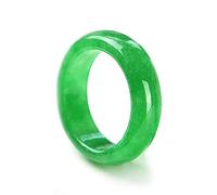 LYFHJD Genuine Green Jade Ring Band for Women Men Natural Burma Chinese Good Luck Jewelry Gift (Size : 20mm)