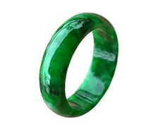LYFHJD Natural Jasper Green Jade Rings Hand- Carved Jadeite Real Stone Jade Ring Jade Jewelry For Men Women Jade Jewelry Valentine's Day (Color : Green, Size : 22mm)