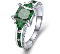 LYFHJD Platinum Plated Wedding Ring Emerald Cubic Zirconia Engagement Women Jewellery With A Beautiful Gift Box, It Is The Best Choice For Gifts (Color : 10)