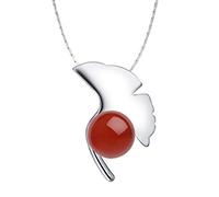 LYFHJD Quartz Healing Crystal Necklace Women Personalized Necklaces Red Agate Pendant Ginkgo Biloba Jewelry for Girl Teen Women Wife Girlfriend Friends Gift Crystal Point Pendant Necklace