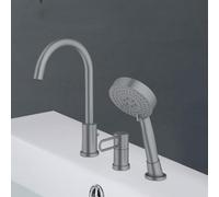 LYFHJD Shower Head Set 3 Hole Bath Mixer Tap Black Bath Tub Mixer Tap with Shower Single Lever Shower Mixer Tap Shower Hose for Bath Taps Grey