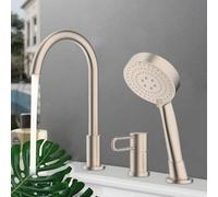 LYFHJD Shower Head Set 3 Hole Bath Mixer Tap Black Bath Tub Mixer Tap with Shower Single Lever Shower Mixer Tap Shower Hose for Bath Taps Brushed Gold