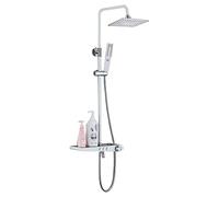 LYFHJD Shower System Wall Mounted Shower Faucet Set for Bathroom Copper Luxury High Pressure 12 Inch Large Shower Head 3-Mode Hand Held Spray Shower One-button Start