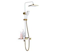 LYFHJD Shower System Wall Mounted Shower Faucet Set for Bathroom Copper Luxury High Pressure 12 Inch Large Shower Head 3-Mode Hand Held Spray Shower One-button Start