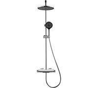 LYFHJD Thermostatic Shower System 10-Inch Rainfall Shower Head Set Wall-Mounted Bathroom Mixer with Cascade Tub Spout Round Handheld Shower 3 Spray Modes