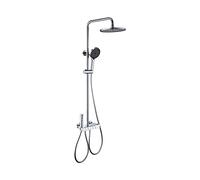 LYFHJD Wall Mount Exposed Shower System with Thermostatic 4 Functions Shower Faucet Sets Include Brass Valve Handheld Rain Shower Head Tub Spout and Toilet Bidet Sprayer Shower Heigh