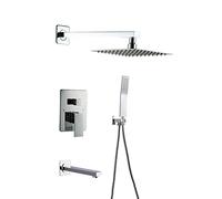 LYFHJD WHLTYH Shower System Bathroom Rain Mixer Shower Combo Set with Tub Spout 8 Inch Shower Head And Handheld Complete Set Shower Faucet Pre- Embedded Valve Body
