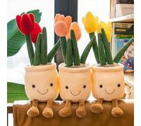 LYFJMUS 3 Pcs Soft Succulents Plush Toy Soft Tulip Plush Toys Simulation Succulents Tulip Throw Pillow Gift for Kids (Tulip)