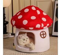 LYFJMUS Mushroom Cat Bed Chocolate Cookie Cat Beds for Indoor Cats Mushroom Shape Cat Cave Bed Cat Tent with Removable & Washable Cushion Pillow Cat House Bed Warm Sleeping Bed for Cats Small Dogs