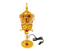 LYFJOY Electric Incense Burner | Arabic-Middle Eastern Style Metal Bakhoor Burner | Traditional Tabletop Censer for Aromatherapy, Home Fragrance, Yoga, Spa, Office Decor (Golden, WF-64)