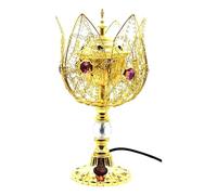 LYFJOY Electric Incense Burner | Arabic-Middle Eastern Style Metal Bakhoor Burner | Traditional Tabletop Censer for Aromatherapy, Home Fragrance, Yoga, Spa, Office Decor (Golden-, WT-38L)