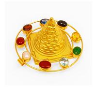LYFJOY Shree Yantra with Nine Stones - Maha Meru Energized Yantra Pyramid for Health, Wealth & Prosperity | Sacred Vastu Shree Yantra for Home, Office & Pooja
