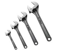 LYFJXX 4 Pcs Adjustable CR-V Wrench Set, 6, 8, 10, 12 Inch, Chrome Vanadium Steel, Wide Jaw