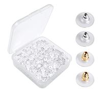 lyfLux 1000 Pieces Silicone Clear Earring Backs Clutch and 200 Pieces Bullet Clutch Earring Backs (Gold and Silver)