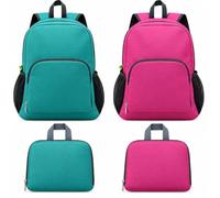 lyfLux 2 Pack Foldable Travel Backpack, 20L Lightweight Packable Daypack, Water-Resistant Hiking Backpack for Camping, Vacation, Cycling & Outdoor Activities (Rose red+Sky blue)