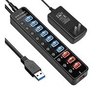 LYFNLOVE Powered USB Hub,11 Port 48W Data Charging Hub with 7 USB 3.0 Ports and 4 Smart Charging Ports,USB 3.0 Splitter with On/Off Switches for Laptop,PC, Computer,TV, HDD, Flash Drive and More