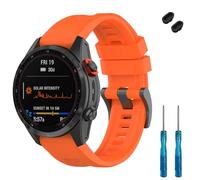Lyforaz Band Compatible with Garmin Fenix 8/8 Pro 47mm and Descent G2, Soft Silicone Replacement Watch Band Strap Wristband for Instinct 3/E 45MM, Descent G2 Smart Watch for Women Men(Orange)