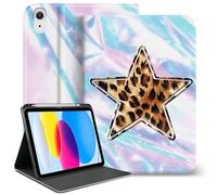 Lyforaz Case for iPad 11th (A16) 11-inch 2025/10th Gen 10.9-inch 2022, Cute Y2k Leopard Print Star Chic Stylish Aesthetics Design Protective Cover with Pencil Holder, Anti-Slip, Anti-Shock- Cold Laser