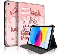 Lyforaz Case for iPad 11th (A16) 11-inch 2025/10th Generation 10.9-inch 2022, Cute Cat Chic Stylish Cake Sweet Aesthetics Design Protective Cover with Pencil Holder, Anti-Slip, Shockproof- Cream Pink