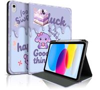 Lyforaz Case for iPad 11th (A16) 11-inch 2025/10th Generation 10.9-inch 2022, Cute Cat Chic Stylish Cake Sweet Aesthetics Design Protective Cover with Pencil Holder, Anti-Slip, Shockproof-Cream Purple