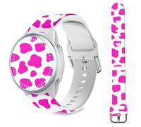 Lyforaz Cow Print Band Compatible with Samsung Galaxy Watch 3 45mm, 22MM Soft Silicone Cute Sport Strap for Venu 4 45mm/3/2/Forerunner 570 47mm/970/965/955 Smartwatch for Women Men- Rose Red Cow