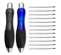 Lyforx 14pcs Big Fat Pens Aids Writing - 2 Pens + 6 Black Refills + 6 Blue Refills for Tremor, Arthritis, Parkinson, Handicap, Carpal Tunnel