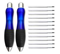 lyforx Big Fat Pens Aids Writing for Tremor, Arthritis, Parkinson, Handicap, Carpal Tunnel Wide Grip Pens (2 Pen 6 Refills 6 Blue Refills), Black, Blue, 14pcs, Large