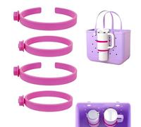 lyforx Cup Holder for Bogg Bag - 4-Pack Rose Red Tumbler Holder for Stanley 30/40oz，Adjustable Bogg Bag Accessories Insert，Drink Holders Compatible with Simply Southern & Beach Tote Bags