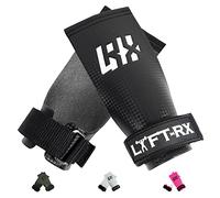 LYFT-RX Carbon Fiber Hand Grips for Weightlifting, Cross Training, Pullup, Muscle Ups - No Hole Fingerless Grip, Gymnastics Fit, Men/Women Lift Gloves, Protects Palms & Enhances Grip, Black, Small