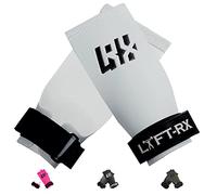 LYFT-RX Carbon Fiber Hand Grips for Weightlifting, Cross Training, Pullup, Muscle Ups - No Hole Fingerless Grip, Gymnastics Fit, Men/Women Lift Gloves, Protects Palms & Enhances Grip, Chalk, Small