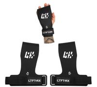 LYFT-RX Valiant Grips, Rubber Coated, No-Hole Fingerless Hand/Palm Grips w/Heavy-Duty Wrist Strap, Non-Slip, No Chalk Needed, for Weightlifting, Gym, Cross Fitness, Pull-Ups, Gymnastics, Size LARGE