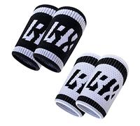 LYFT-RX Wrist Sweatbands, Slim Fit Design for Weightlifting, Gym, Workout, Cross Training, Weight Lift, Sports, 4.5 inch Sweat Wicking Wrist Bands, Men and Women, 2 Pairs - Black/White Large