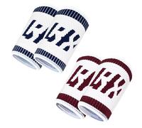 LYFT-RX Wrist Sweatbands, Slim Fit Design for Weightlifting, Gym, Workout, Cross Training, Weight Lift, Sports, 4.5 inch Sweat Wicking Wrist Bands, Men and Women, 2 Pairs - Red/Blue Small