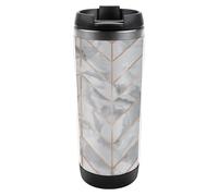Lyfthologen 13oz/380ml Stainless Steel Insulated Travel Coffee Cup, Marble White Pink Travel Mug with Leakproof Lid, Non-Slip Bottom