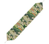 Lyfthologen 178*33cm Table Runner with Tassel, Japanese Pattern Table Runner, Table Decoration for Kitchen, Party, Restaurant