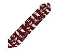 Lyfthologen 200*33cm Table Runner with Tassel, Buffalo Plaid Woodland Christmas Table Runner, Table Decoration for Kitchen, Party, Restaurant