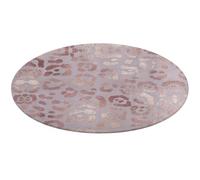 Lyfthologen 80 * 80cm Flannel Small Round Rug, Leopard Skin Rose Gold Floor Mat, Non Slip Rugs for Bedroom, Living Room, Decor