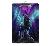 Lyfthologen A4 Clip Board, Wolves Howl in The Northern Lights Clipboard, Acrylic Clipboards for Office, School