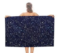 Lyfthologen Beach Towel, Glow in The Dark Constellations Midnight Bath Towel, Absorbent Towel for Swimming, Sports, Travel