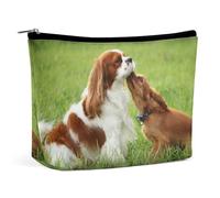 Lyfthologen Cosmetic Bag, Cavalier King Charles Spaniel Makeup Bag, Portable Toiletry Bag with Zipper for Daily Use, Travel