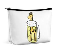 Lyfthologen Cosmetic Bag, Cute Giraffe and Beer Makeup Bag, Portable Toiletry Bag with Zipper for Daily Use, Travel