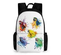 Lyfthologen Daypack, 3D Watercolor Parrot Backpack, Rucksack with Pockets for Hiking Camping Travel