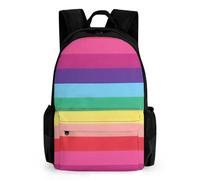 Lyfthologen Daypack, Rainbow Colored Horizontal Striped Lines Backpack, Rucksack with Pockets for Hiking Camping Travel