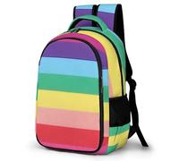 Lyfthologen Daypack, Rainbow Colored Horizontal Striped Lines Backpack, Rucksack with Pockets for Hiking Camping Travel